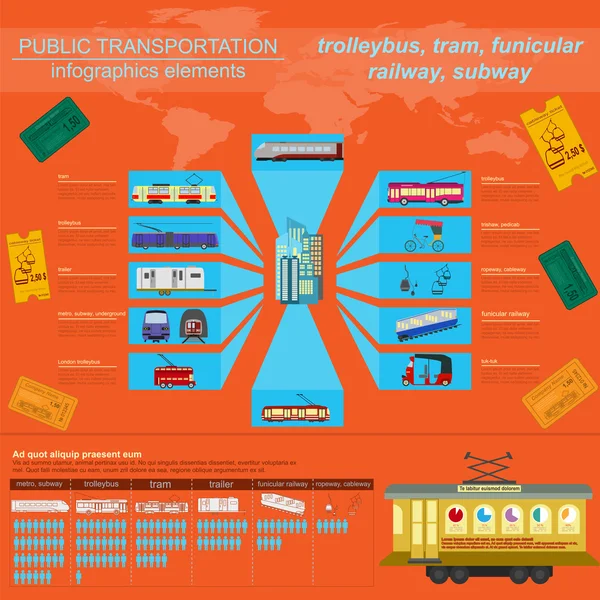 Openbaar vervoer infographics. tram, trolleybus, metro — Stockvector