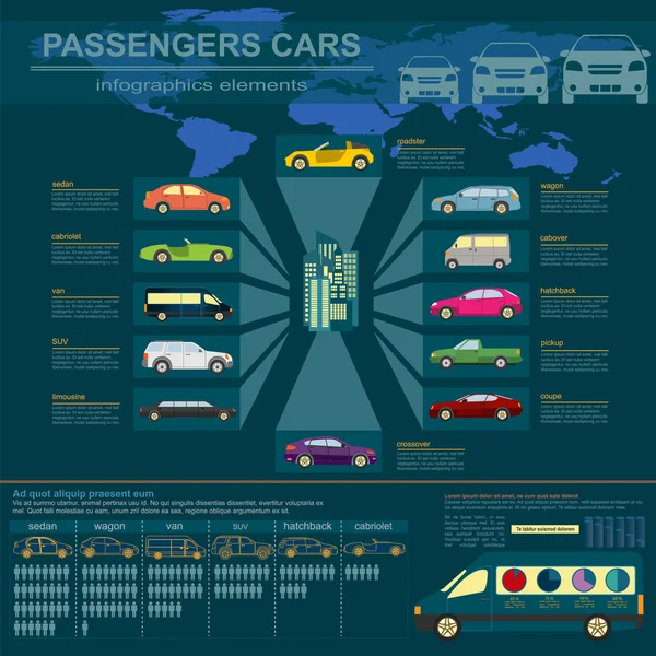 Samochody, transport Infografika — Wektor stockowy