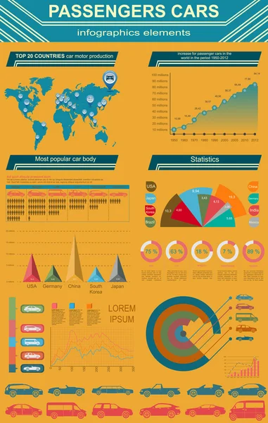 Binek otomobil, ulaşım infographics — Stok Vektör