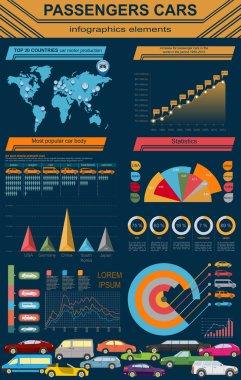 binek otomobil, ulaşım infographics