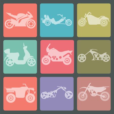 Motosiklet dokuz simge kümesi