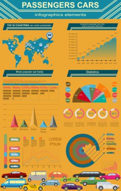 binek otomobil, ulaşım infographics