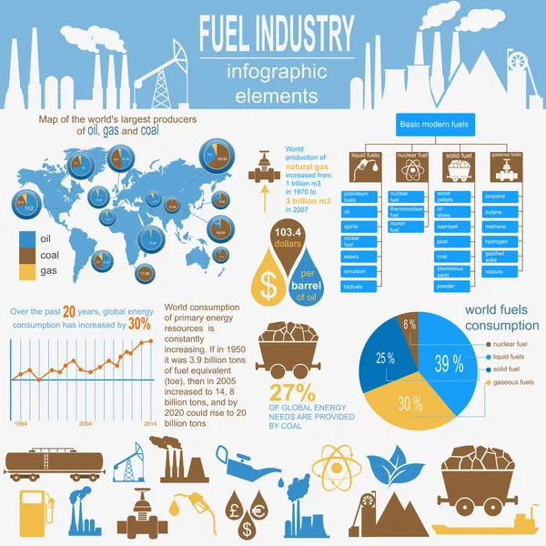 Infografica industria del carburante, impostare elementi per creare il proprio in — Vettoriale Stock