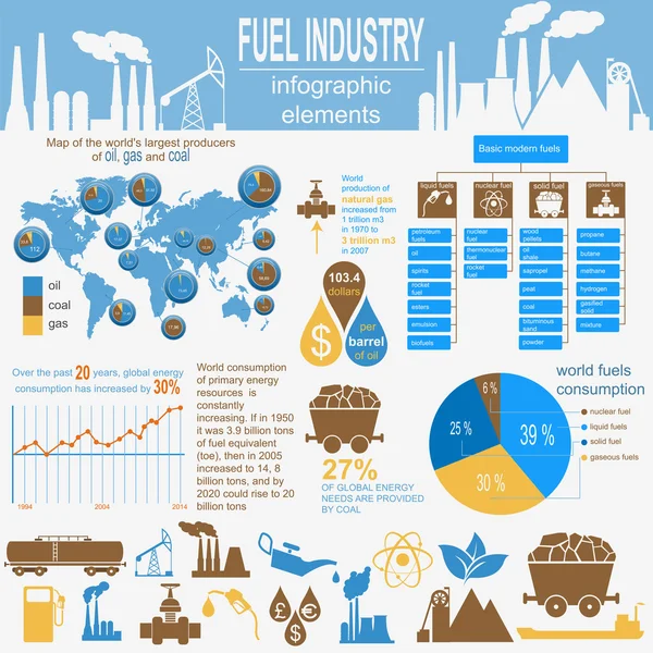 Infografía de la industria del combustible, establecer elementos para crear su propio en — Vector de stock