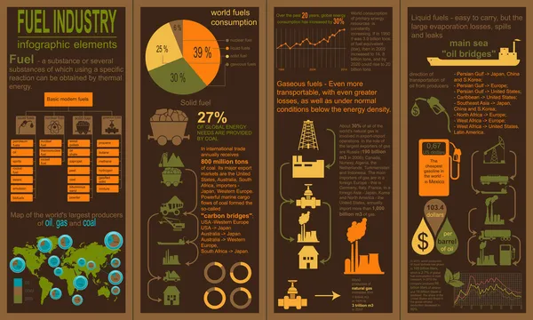 Infografía de la industria del combustible, establecer elementos para crear su propio en — Vector de stock