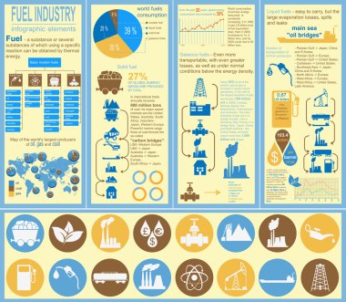 Fuel industry infographic, set elements for creating your own in clipart