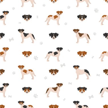 Danimarka çiftlik köpeğinin kusursuz deseni. Farklı pozlar, farklı renkler. Vektör illüstrasyonu