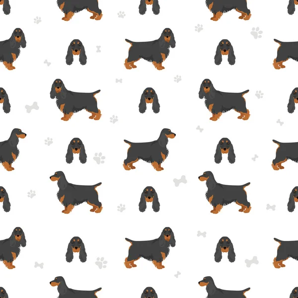 Inglés Cocker Spaniel Patrón Sin Costuras Distintas Poses Colores Del — Vector de stock