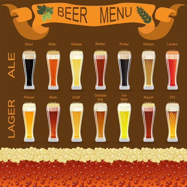 Set menu birra, creando la propria infografica — Vettoriale Stock