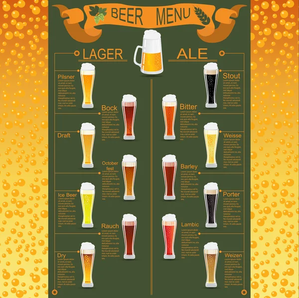 啤酒菜单集，创建自己的图表 — 图库矢量图片