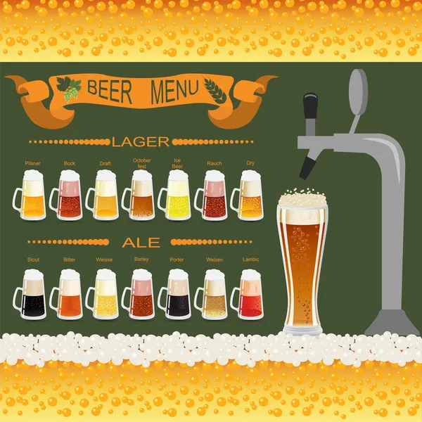 Set de menús de cerveza, creando tus propias infografías — Vector de stock