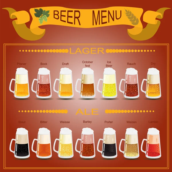 Beer menu set, creating your own infographics — Stock Vector