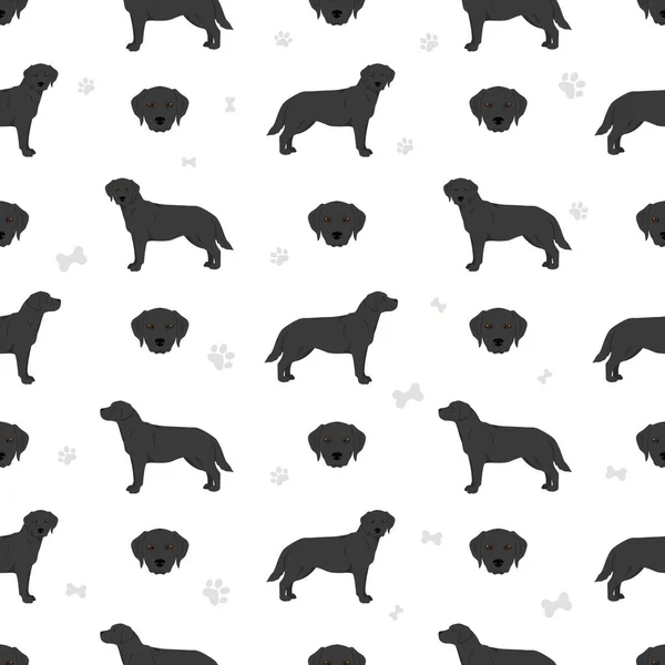 Labrador Retrívr Psi Různých Pózách Barvy Srsti Bezešvé Vzor Vektorová — Stockový vektor