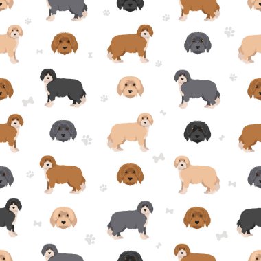 Terceira Sığır Köpeği kusursuz desen. Farklı pozlar, farklı renkler. Vektör illüstrasyonu