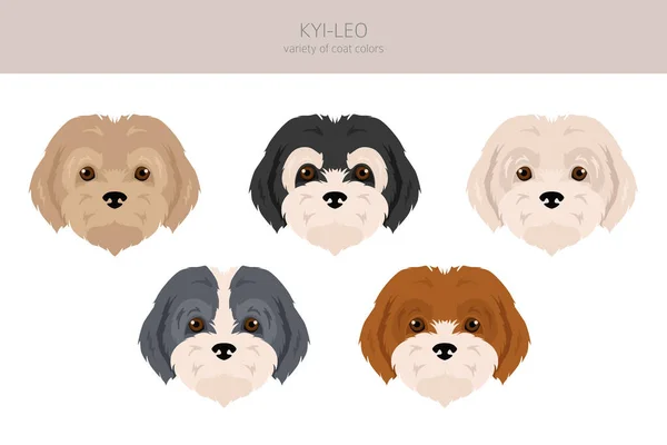 Clipart Perro Kyi Leo Conjunto Diferentes Colores Capa Ilustración Vectorial — Vector de stock