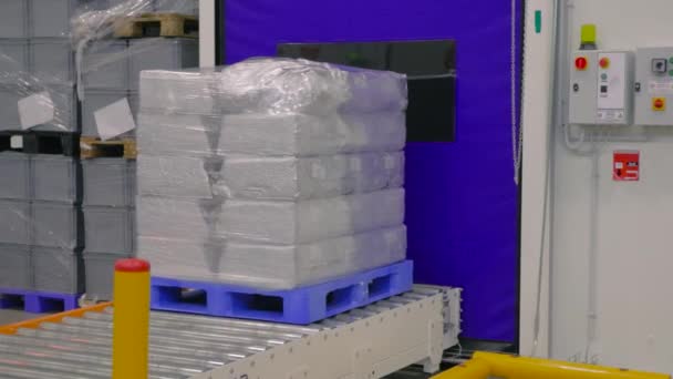 Storehouse. Products at the warehouse. Industrial interior storage room. Logistics. — Stock videók