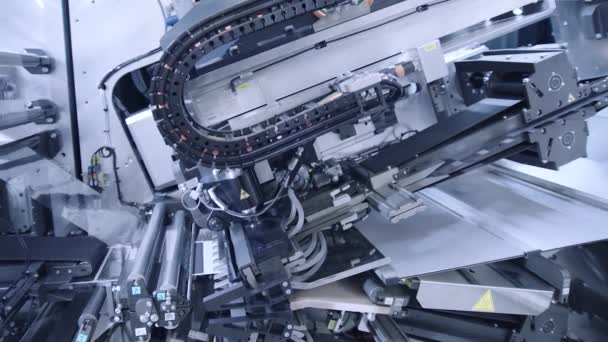 Machines work close up. Automatic plant. Modern plant. Conveyor line. Factory line. — Stok video