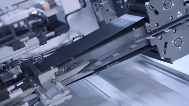 Conveyor line. Factory line, close up. Machines work. Automatic plant. Modern plant. — Stok video