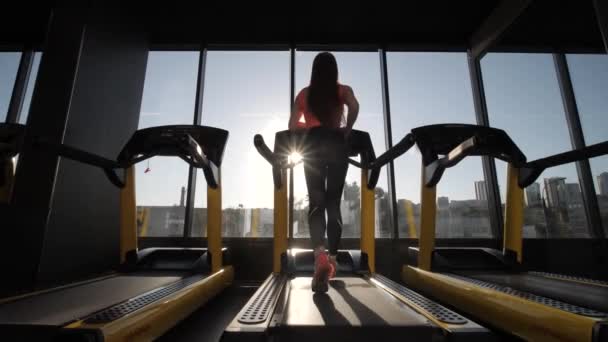 Fit Women Training Trainer Treadmill Sports Training Equipment Fitness Gym — Stock Video