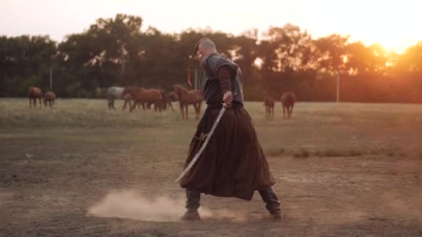 Ukrainian Cossack Zaporozhian Sich Strong People Patriots Country — Stock video