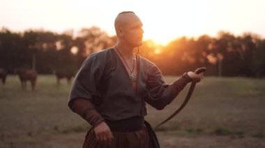 Ukrainian Cossack in the Zaporozhian Sich. Strong people. Patriots of their country.