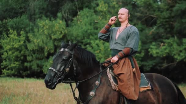 Zaporozhye Cossack Horseback Ukrainian Cossack Zaporozhian Sich Strong People Patriots — Wideo stockowe