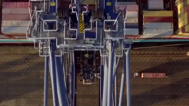 Chargement Navires Porte Conteneurs Dans Port Haute Mer Vue Aérienne — Video