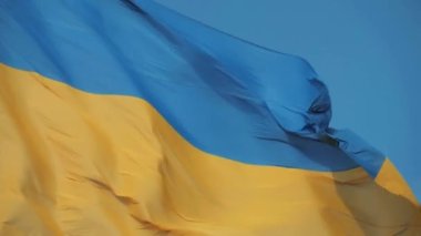 Ukrayna bayrağı rüzgarda dalgalanıyor. Özgürlük ülkesi.