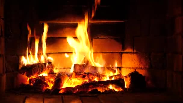 Open Haard Vuur Huis Comfort Warmte — Stockvideo