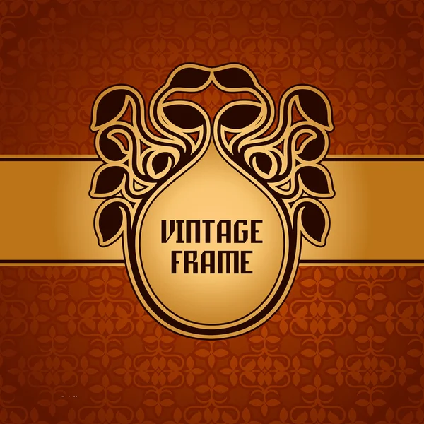 Abstract leaf background, exclusive, vintage, royal gold frame — Stock Photo, Image