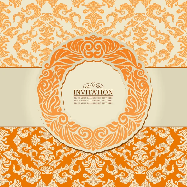 Abstract orange background, vintage card, antique frame — Stock Photo, Image