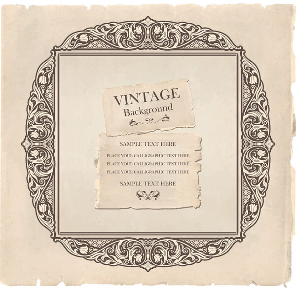 Vintage background, oldfashioned, ripped, grungy paper