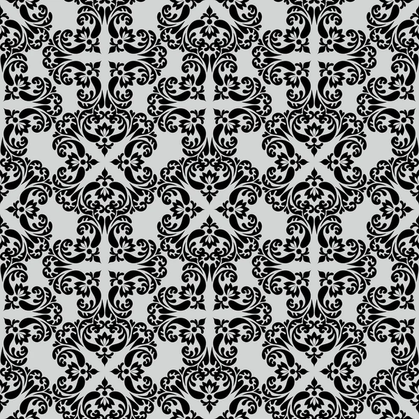 Vintage beautiful background with rich, old style, black color, luxury ornamentation, fashioned seamless pattern, royal vector wallpaper, floral, oldest style swatch fabric for decoration and design — Stock Vector