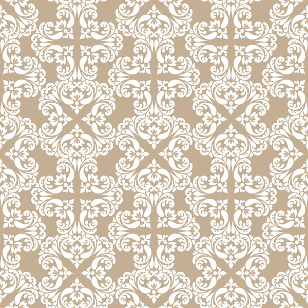 Fundo bonito vintage com rico, estilo antigo, ornamento de cor de creme, padrão sem costura e tecido — Vetor de Stock