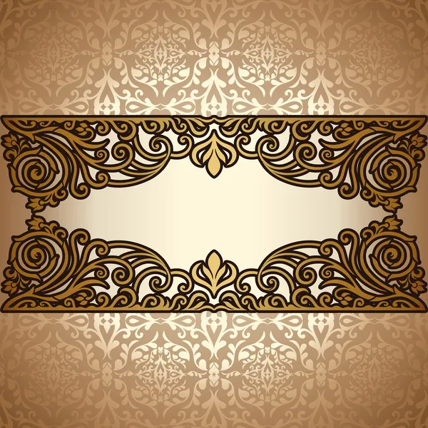 Fondo vintage, antiguo, adorno victoriano de oro, marco barroco — Vector de stock