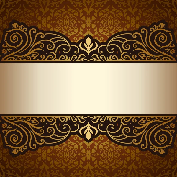 Fondo vintage, antiguo, adorno victoriano de oro, marco barroco — Vector de stock