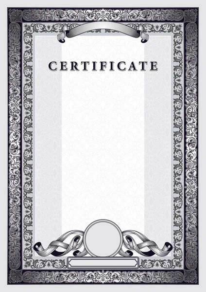 Vintage certificate with silver, luxury, ornamental frames — Stock Vector