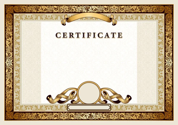 Certificado vintage con marcos de oro, de lujo y ornamentales — Archivo Imágenes Vectoriales