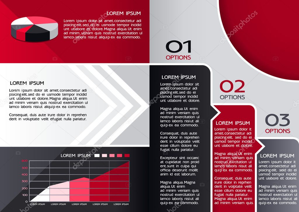 Modern Design Brochure template, can be used to infographics , graphic concept, creative website layout, red and black colors