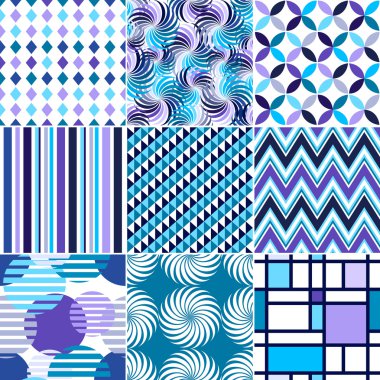 Retro arka set, mavi ve mor Dikişsiz desen