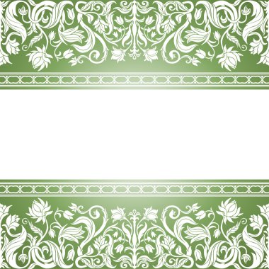 Vintage yeşil arka plan, çiçek antika kartı, Victoria beyaz