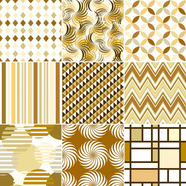 Retro backgrounds set, cream and beige, seamless patterns — Stock Vector