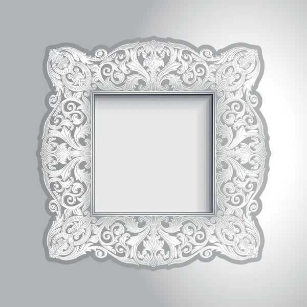 Cadre blanc ornemental vintage, cadre photo de luxe sur le mur — Image vectorielle