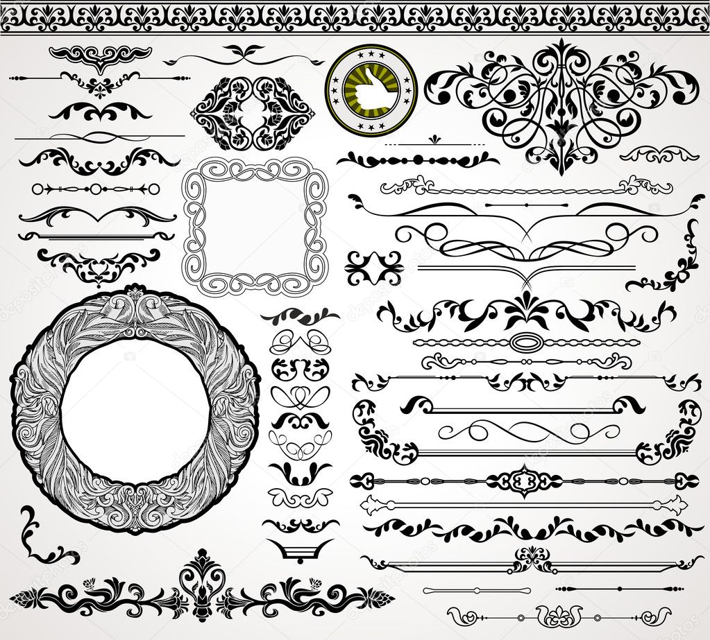 Vintage design elements, ornaments and dividers and elegant page background decorations