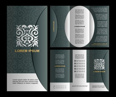 Vintage style brochure template design with modern art elements clipart