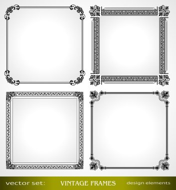 Vintage frames set, calligraphic victorian ornamental photo frames clipart
