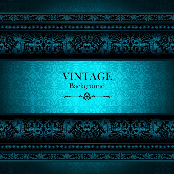 Vintage vector ornamental background, neon color, antique, victorian, floral frame — Stock Vector