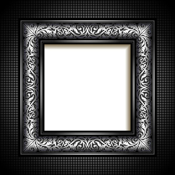 Vintage silver background, antique, victorian ornament, baroque frame — Stock Vector