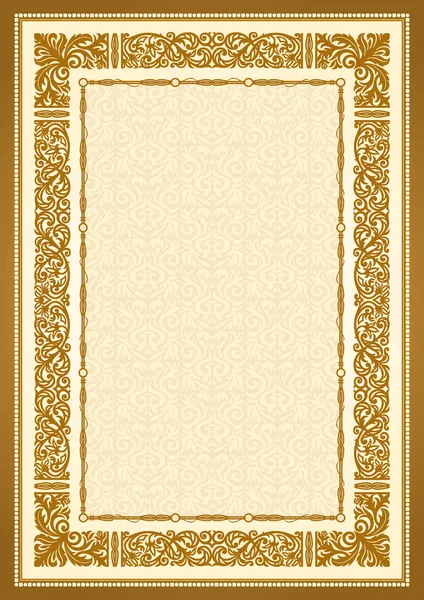 Ročník zlaté pozadí, starožitný styl rámu, viktoriánské ornament — Stockový vektor