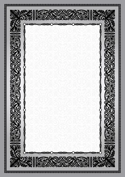 Fondo negro vintage, marco de estilo antiguo, ornamento victoriano, hermoso folleto, certificado, diseño de premio y diploma, cubierta de libro ornamentado, patrón ornamental floral, plantilla de logro — Vector de stock